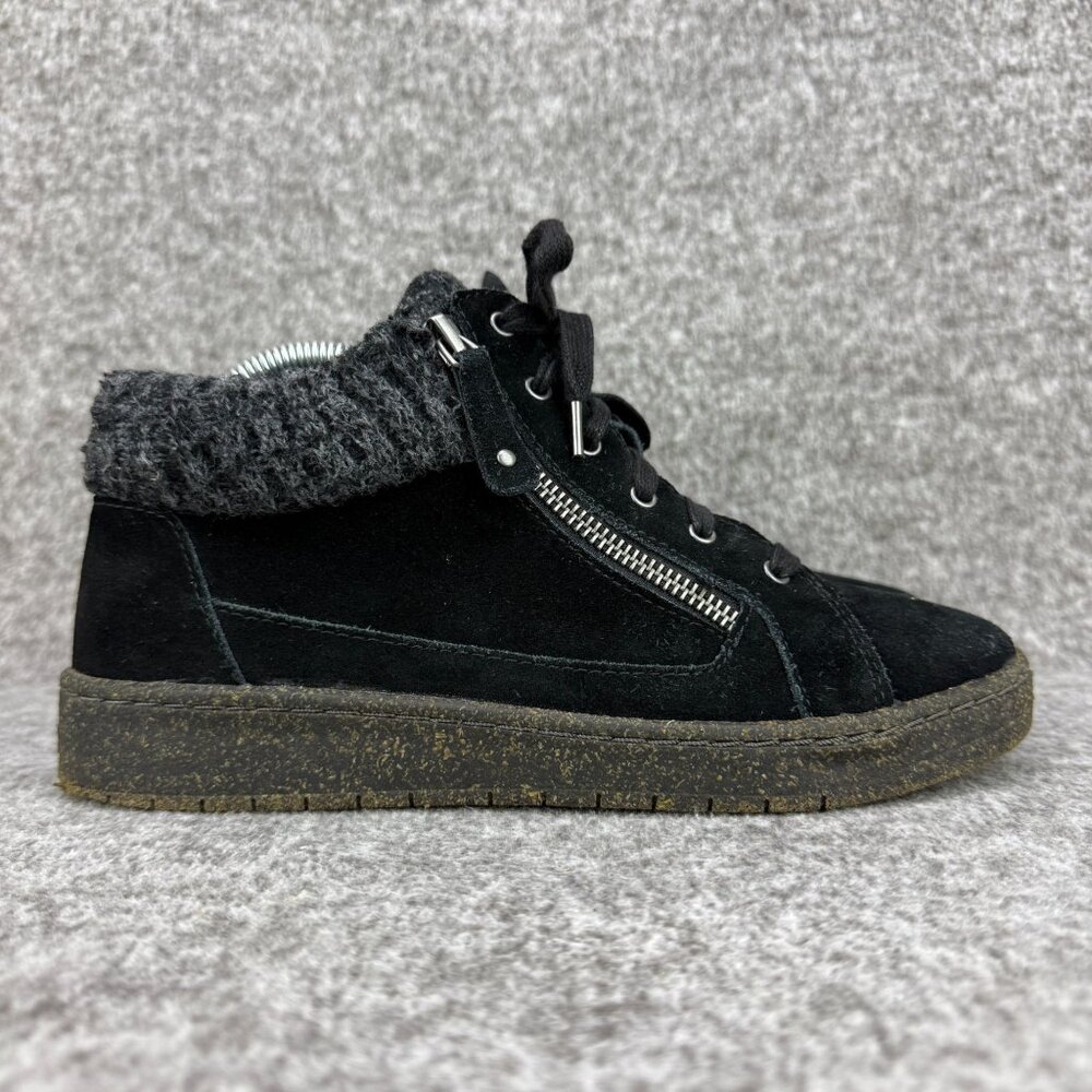✅Aetrex Bonnie Arch Support Sneakers Black Womens 7.5-8 EU38 Side-zip Orthotic